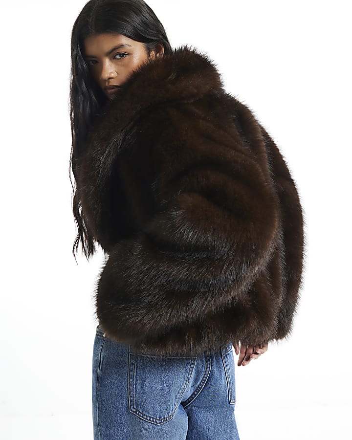 Brown Faux Fur Short Jacket