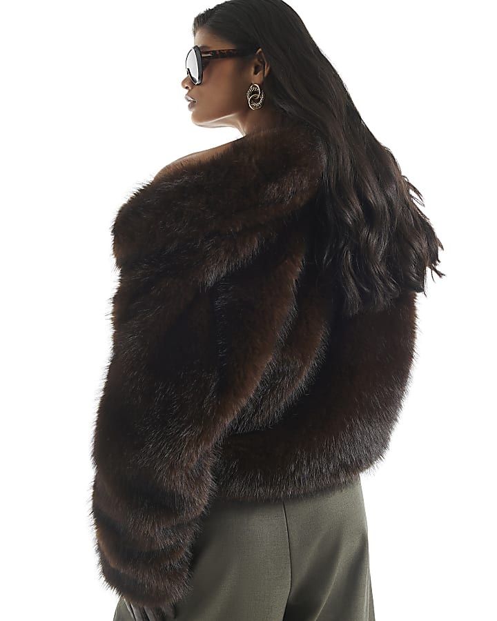 Brown Faux Fur Short Jacket
