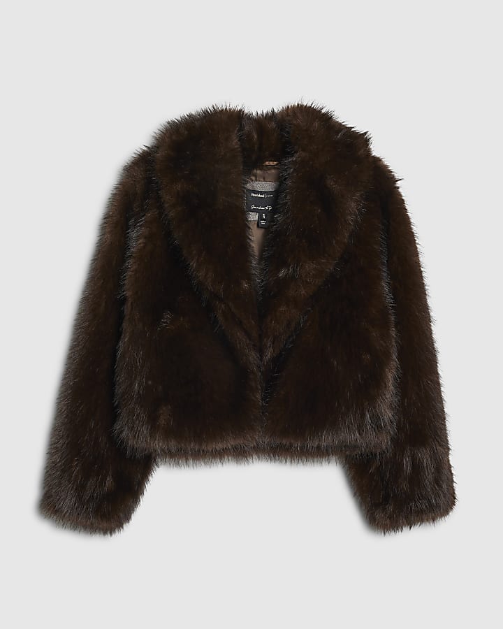 Brown Faux Fur Short Jacket
