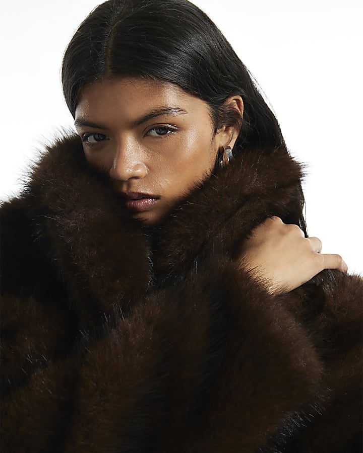 Brown Faux Fur Short Jacket