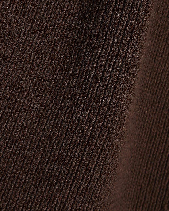 Brown Knitted Short Sleeve Top
