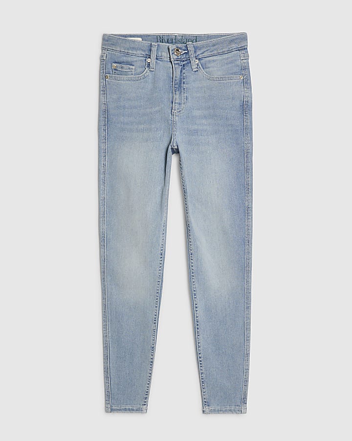 Petite Blue Contrast Stitch Skinny Jeans