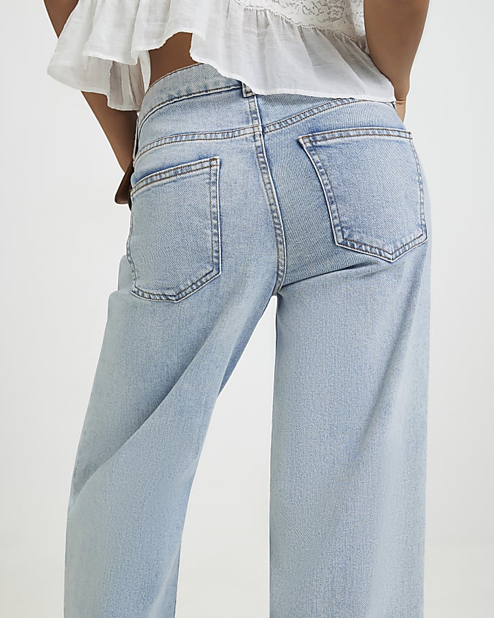 Petite Blue Stretch Wide Leg Jeans