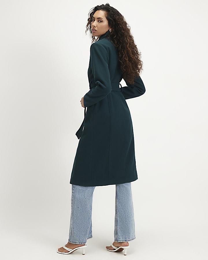 Green Belted Longline Robe Coat