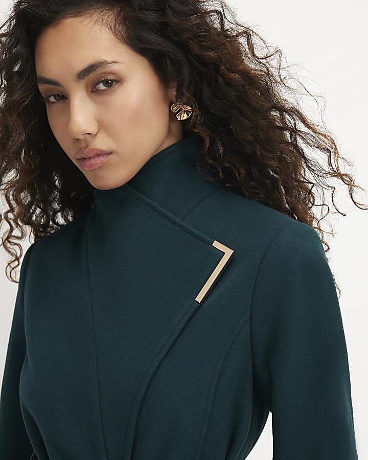 Green Belted Longline Robe Coat