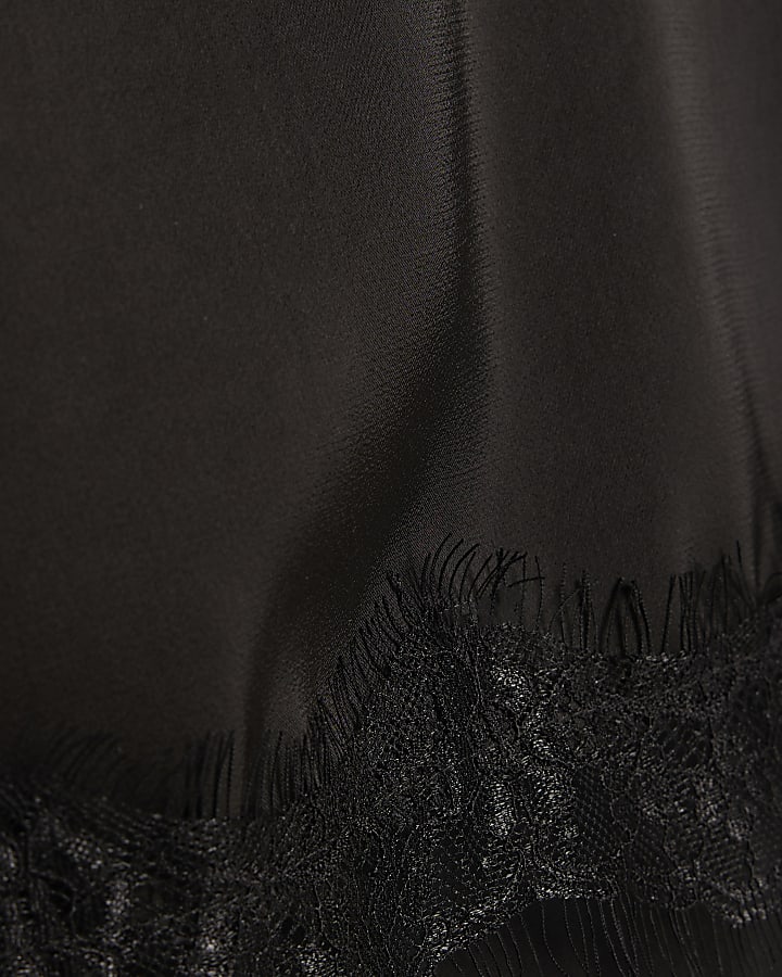 Black Lace Trim Bandeau Tunic Top