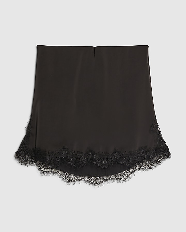 Black Lace Trim Bandeau Tunic Top