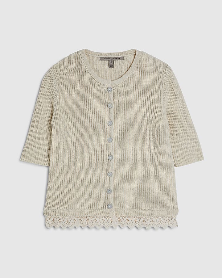 Cream Lace Hem Knitted Top