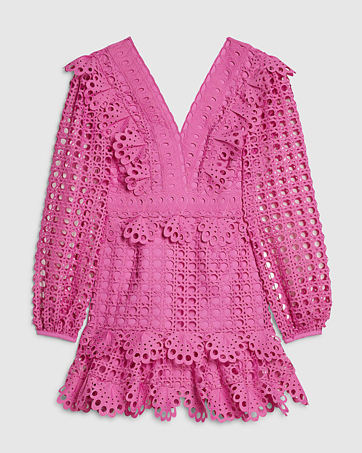 Pink Premium Lace Mini Dress