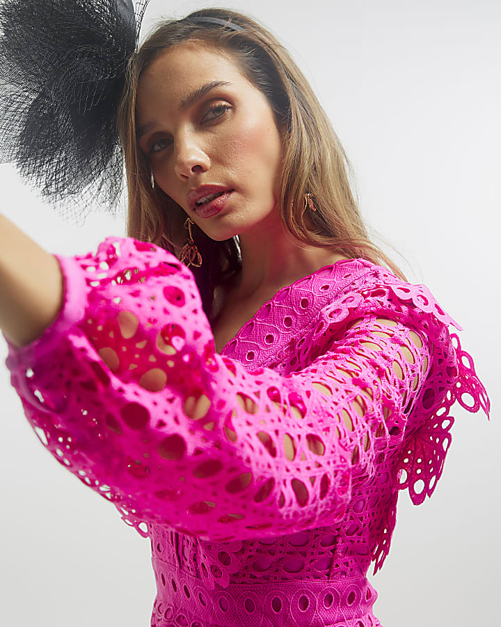Pink Premium Lace Mini Dress