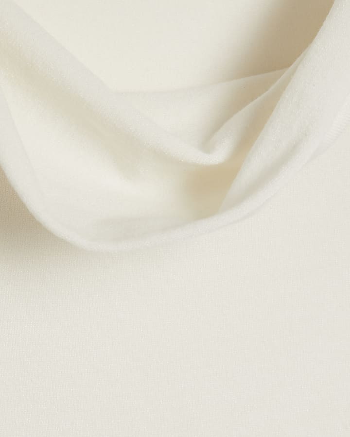 Cream Drape Neck Knitted Vest