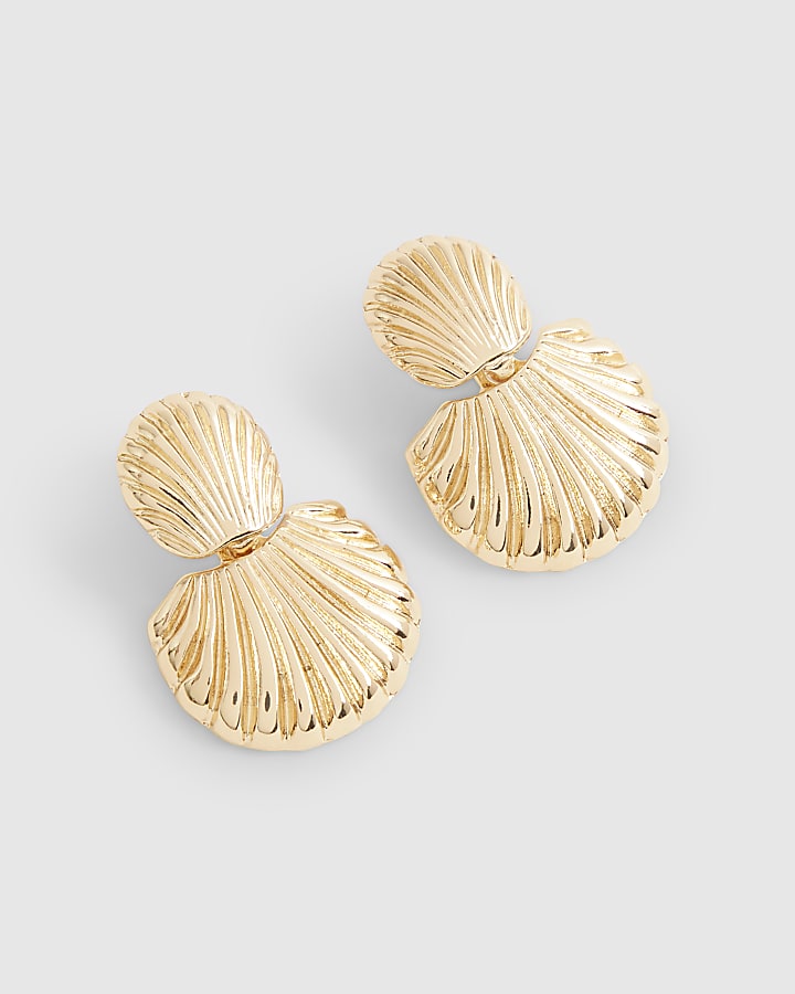 Gold Ridge Shell Earrings