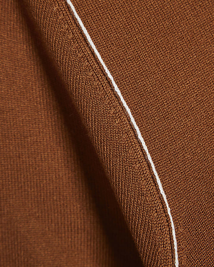 Brown Short Sleeve Knitted Top