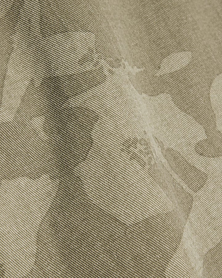 Khaki Denim Camo Print Balloon Trousers
