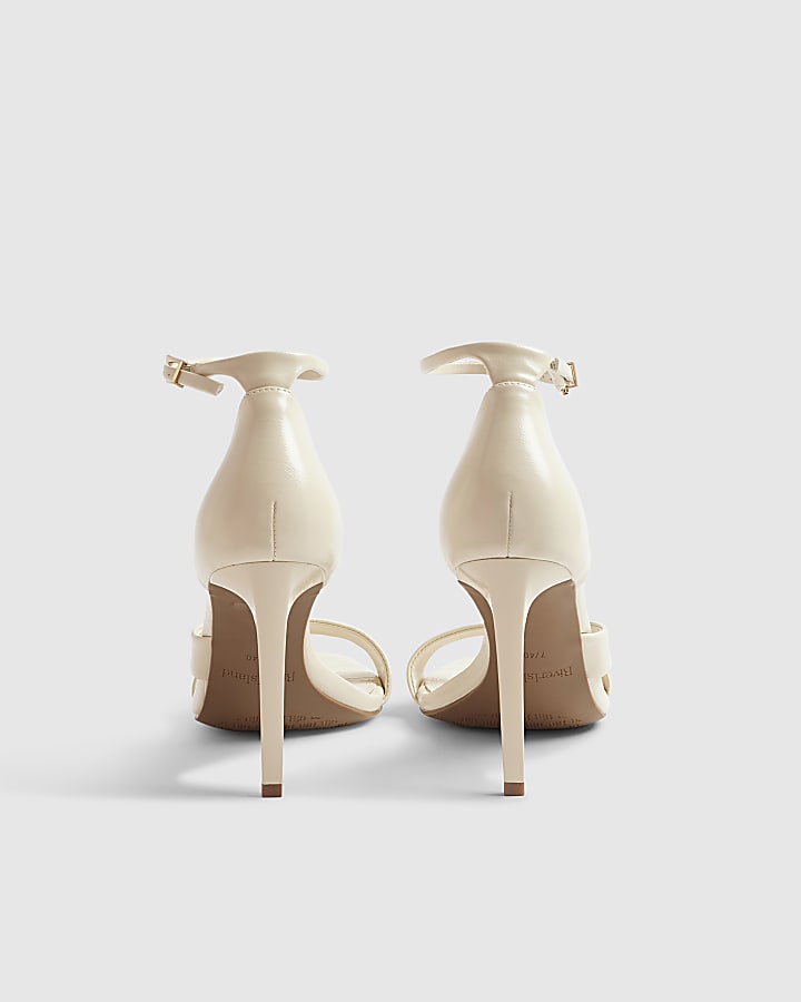 Cream Barely There Heeled Sandals