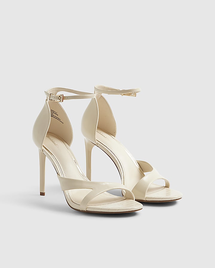 Cream Barely There Heeled Sandals
