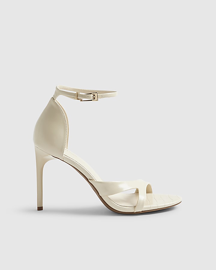 Cream Barely There Heeled Sandals