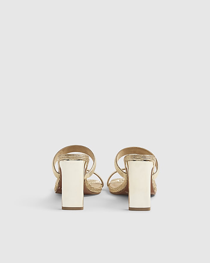 Gold Double Band Heeled Sandals