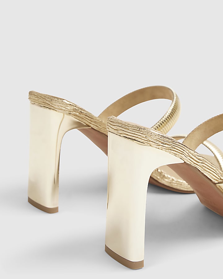 Gold Double Band Heeled Sandals