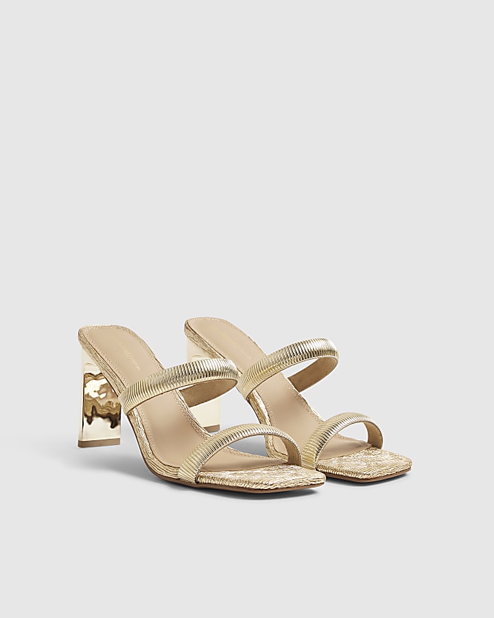 Gold Double Band Heeled Sandals