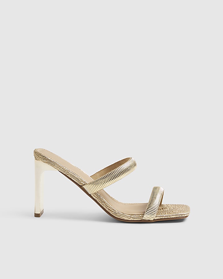 Gold Double Band Heeled Sandals