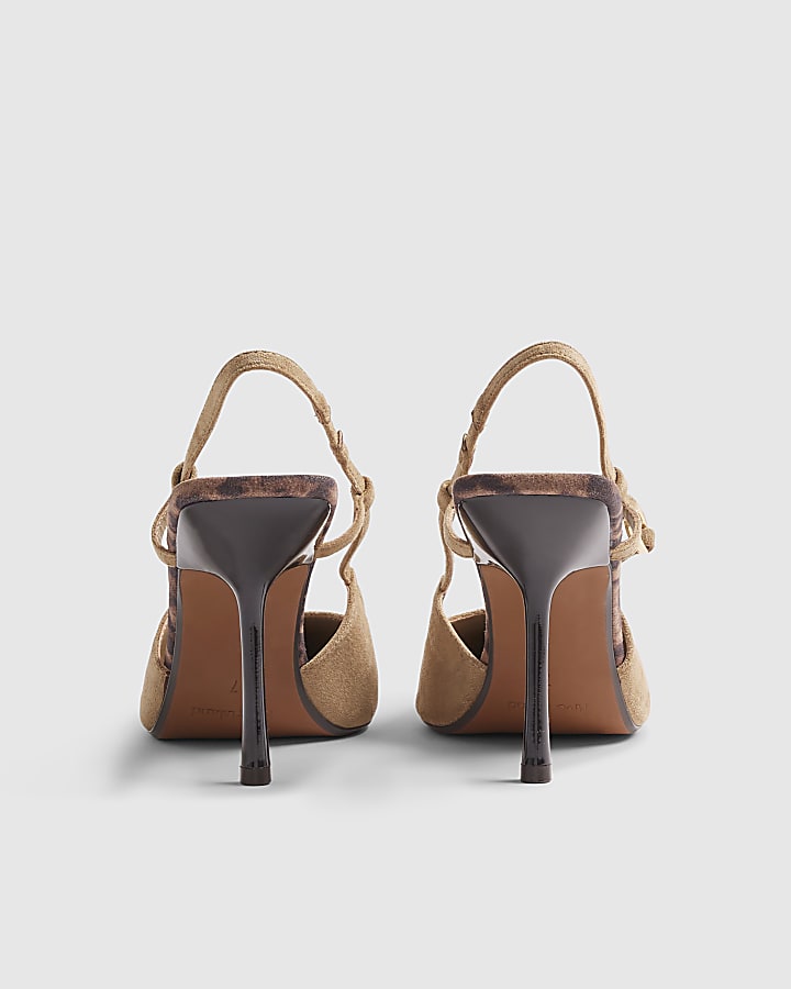 Beige Sling Back Court Heels