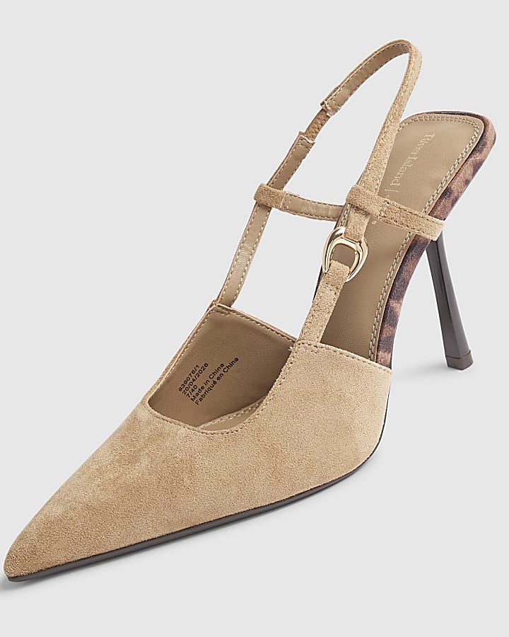 Beige Sling Back Court Heels