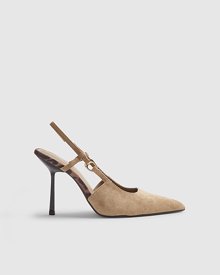 Beige Slingback Court Heels