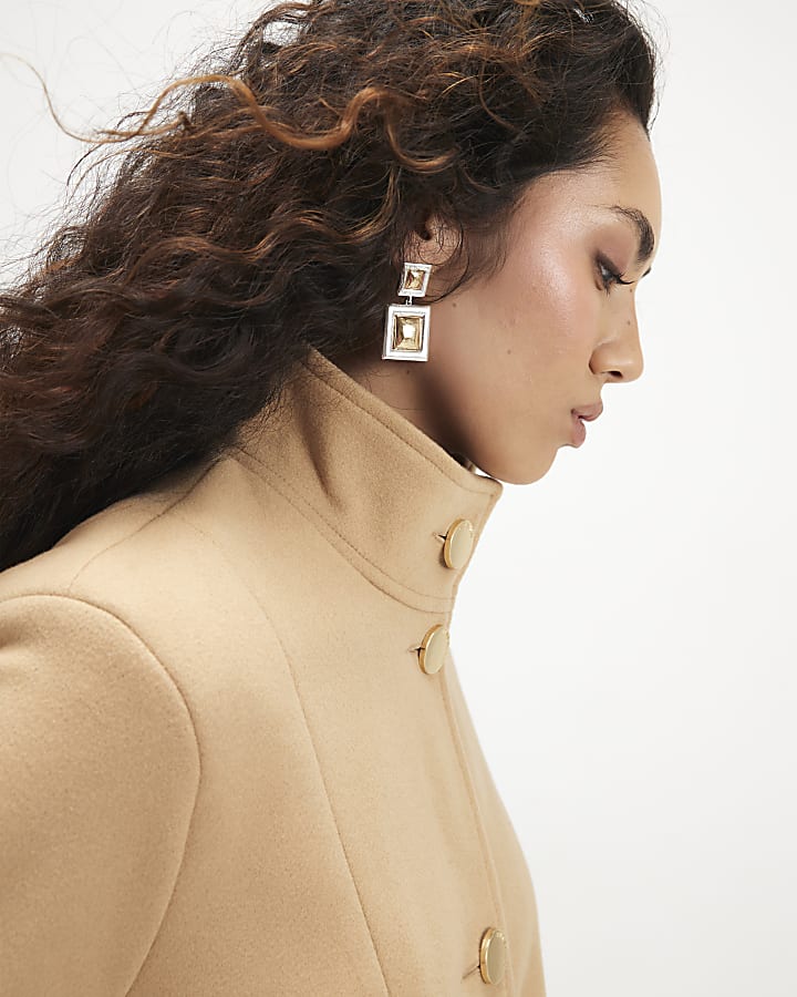 Beige Belted Short Coat