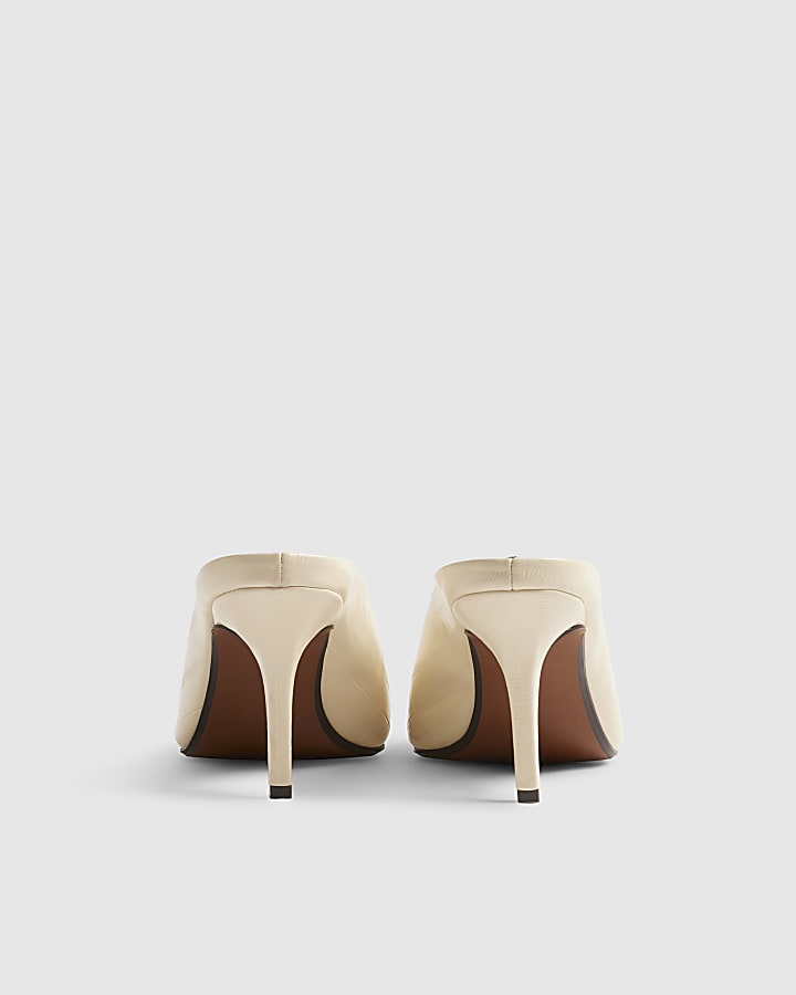 Cream High Throat Mule Court Shoes