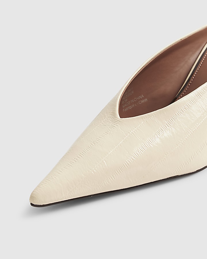 Cream High Throat Mule Court Shoes
