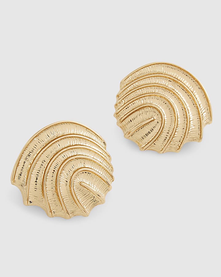 Gold ridge stud earrings