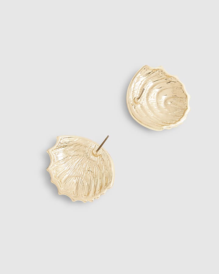 Gold ridge stud earrings