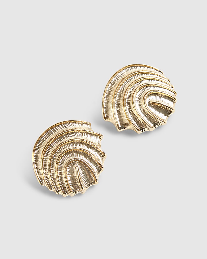 Gold ridge stud earrings