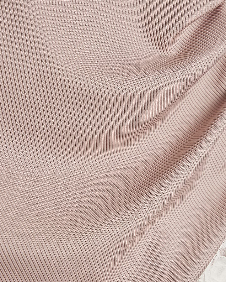 Pink Sleeveless Lace Trim Cami Top