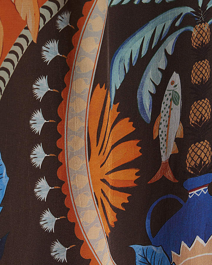 Petite Brown Placement Palm Trousers