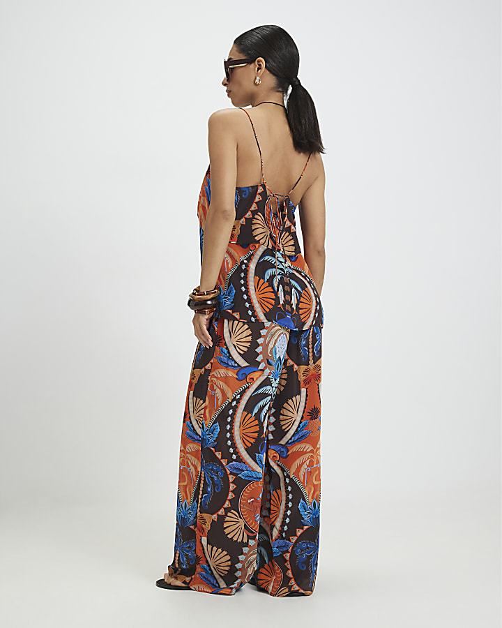 Petite Brown Placement Palm Trousers