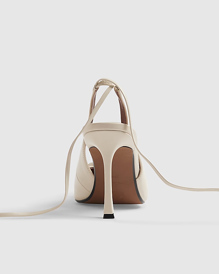 Cream Lace Up Rose Court Heels