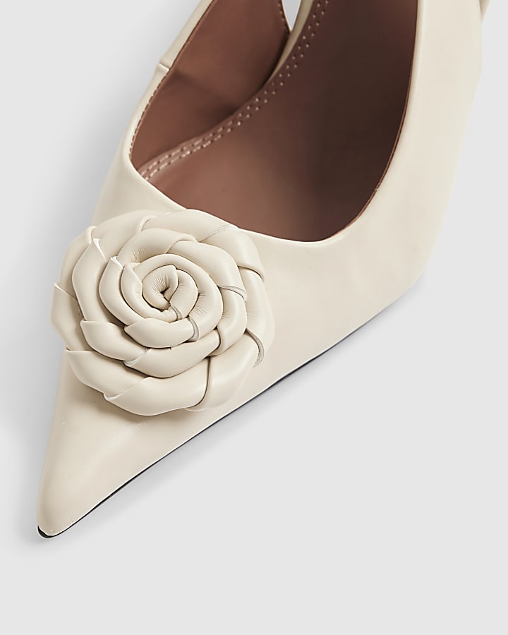 Cream Lace Up Rose Court Heels