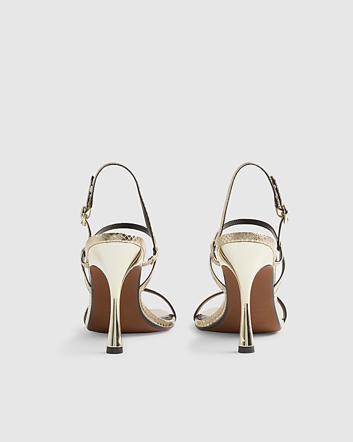 Gold Open Back High Heeled Sandal