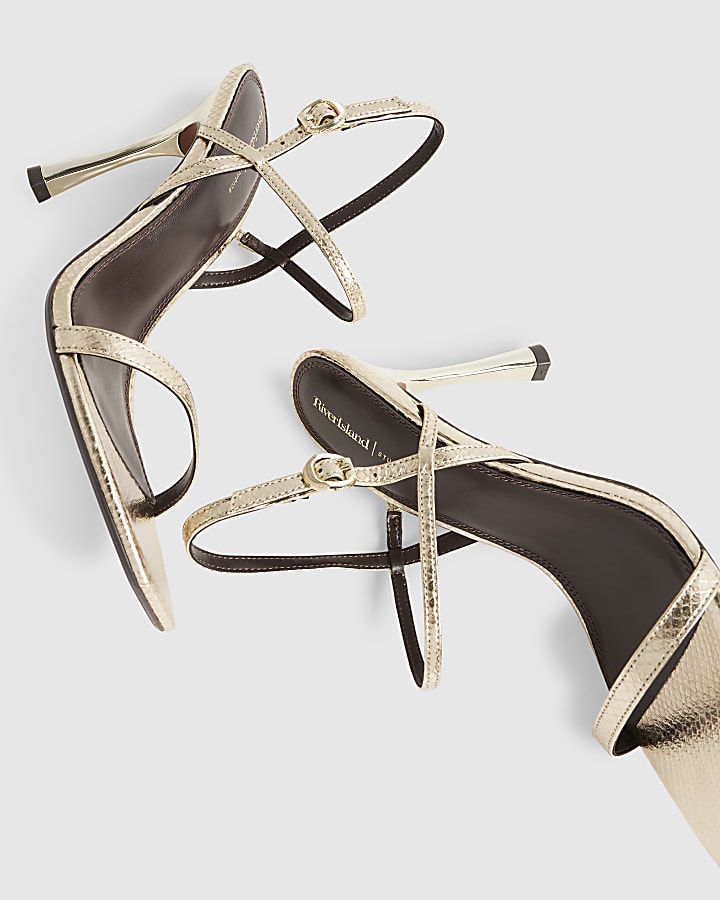 Gold Open Back High Heeled Sandal