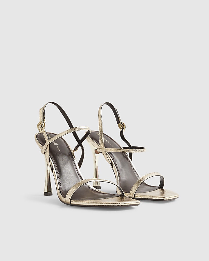 Gold Open Back High Heeled Sandal
