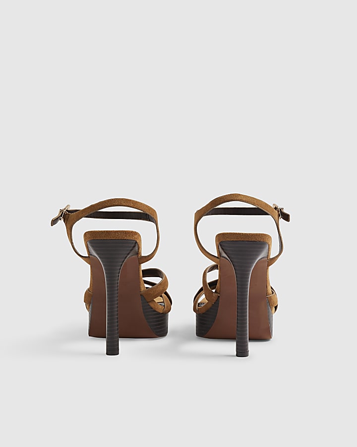 Brown Twisted Heeled Sandals
