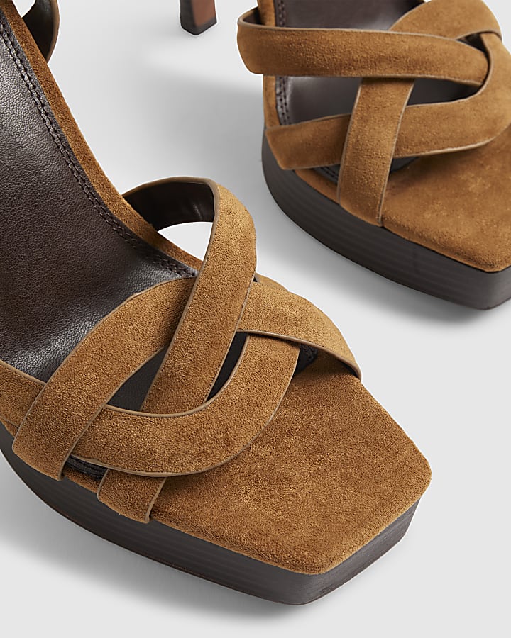 Brown Twisted Heeled Sandals
