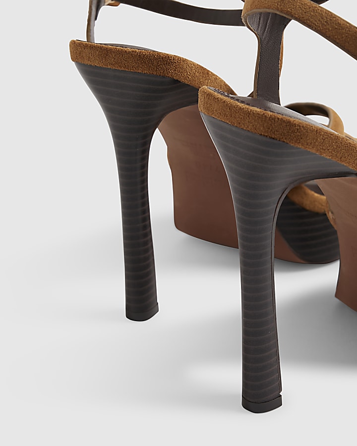 Brown Twisted Heeled Sandals