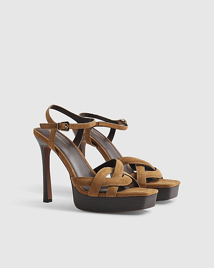 Brown Twisted Heeled Sandals