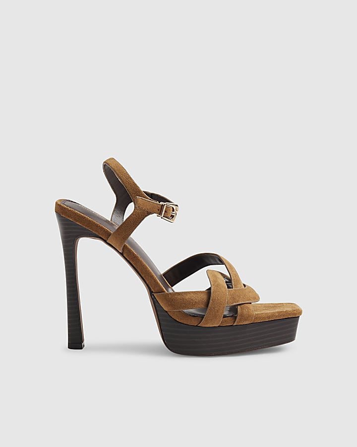 Brown Twisted Heeled Sandals