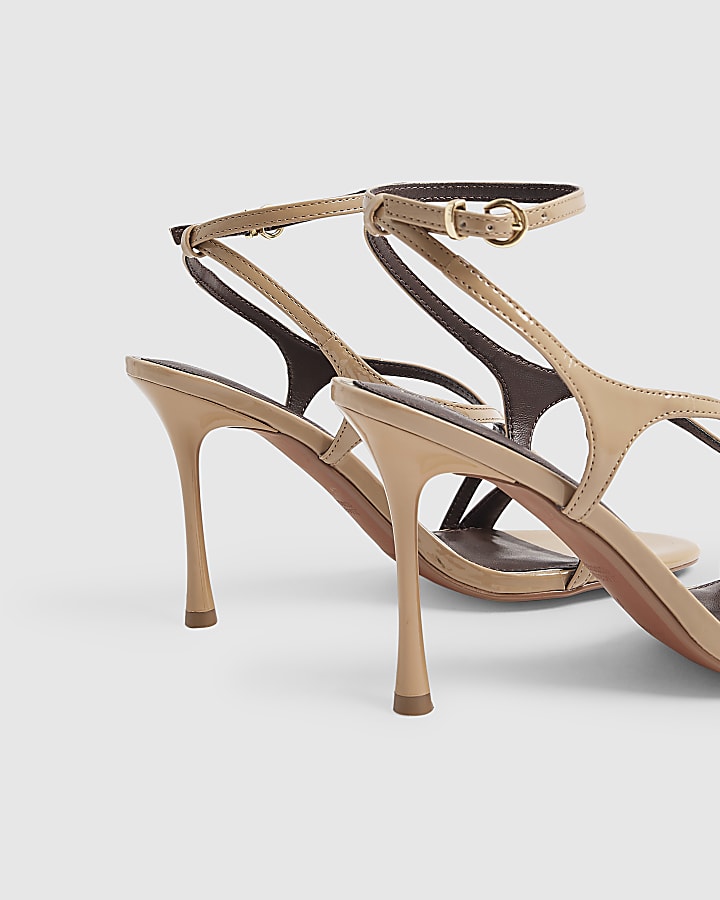 Beige Barely There Heeled Sandals