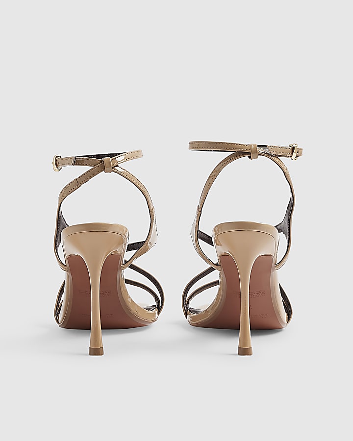 Beige Barely There Heeled Sandals