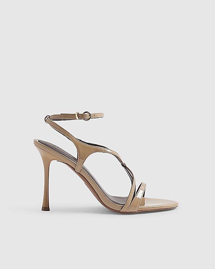 Beige Barely There Heeled Sandals